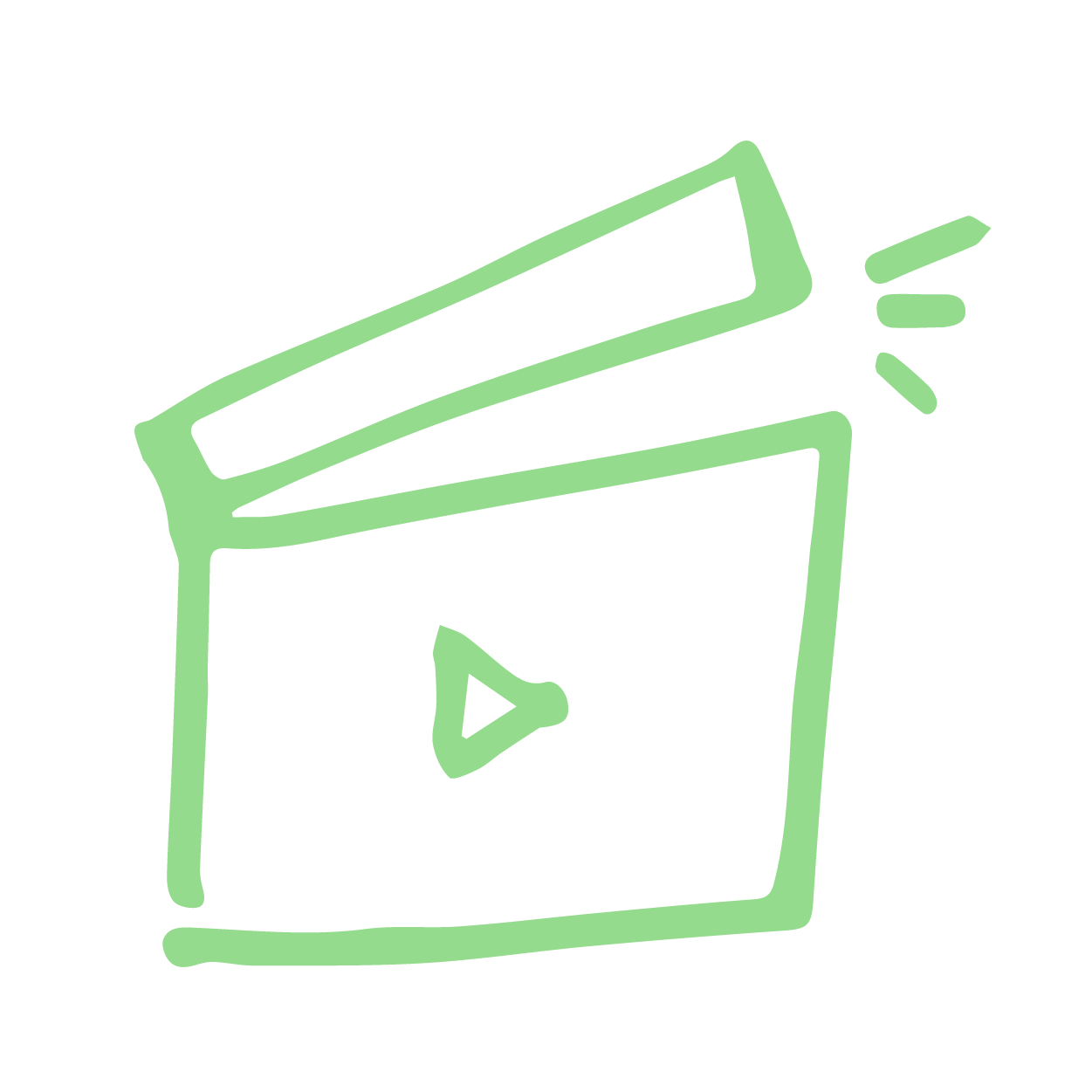 green drawn icon of clapperboard